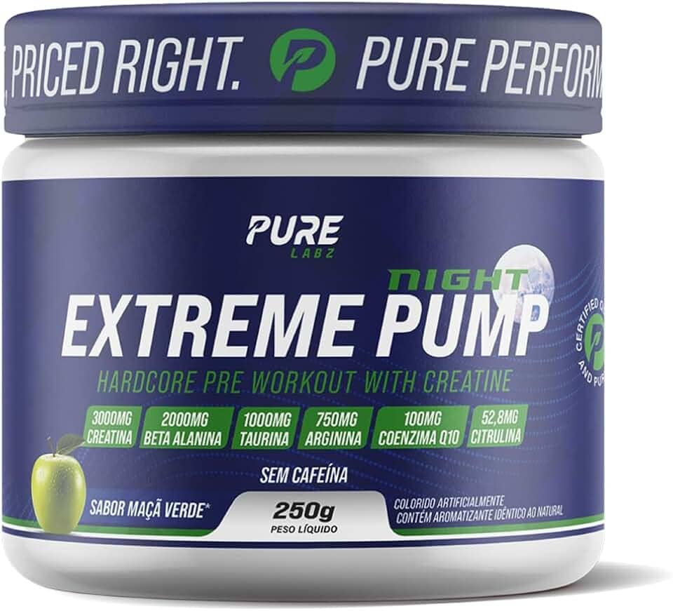 Pré Treino Extreme Pump Night S/Cafeína 250g Pure Athletic Cor:Maçã Verde