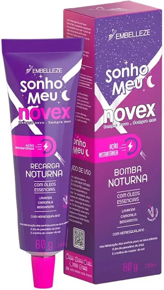 Embelleze Máscara De Hidratação Novex Recarga Noturna Sonho Meu Óleos Essenciais 80G