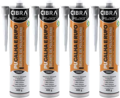 Kit 4 Selantes PU Calha e Rufo Selante de Poliuretano Adesivo Vedante Cinza Cibra Flex