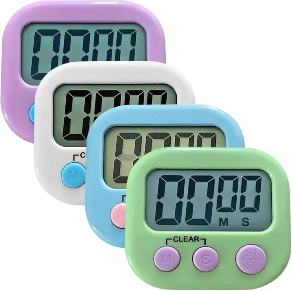 Kit com 2 timer temporizador cronometro colorido botões e numeros grandes a pilha CORES SORTIDAS