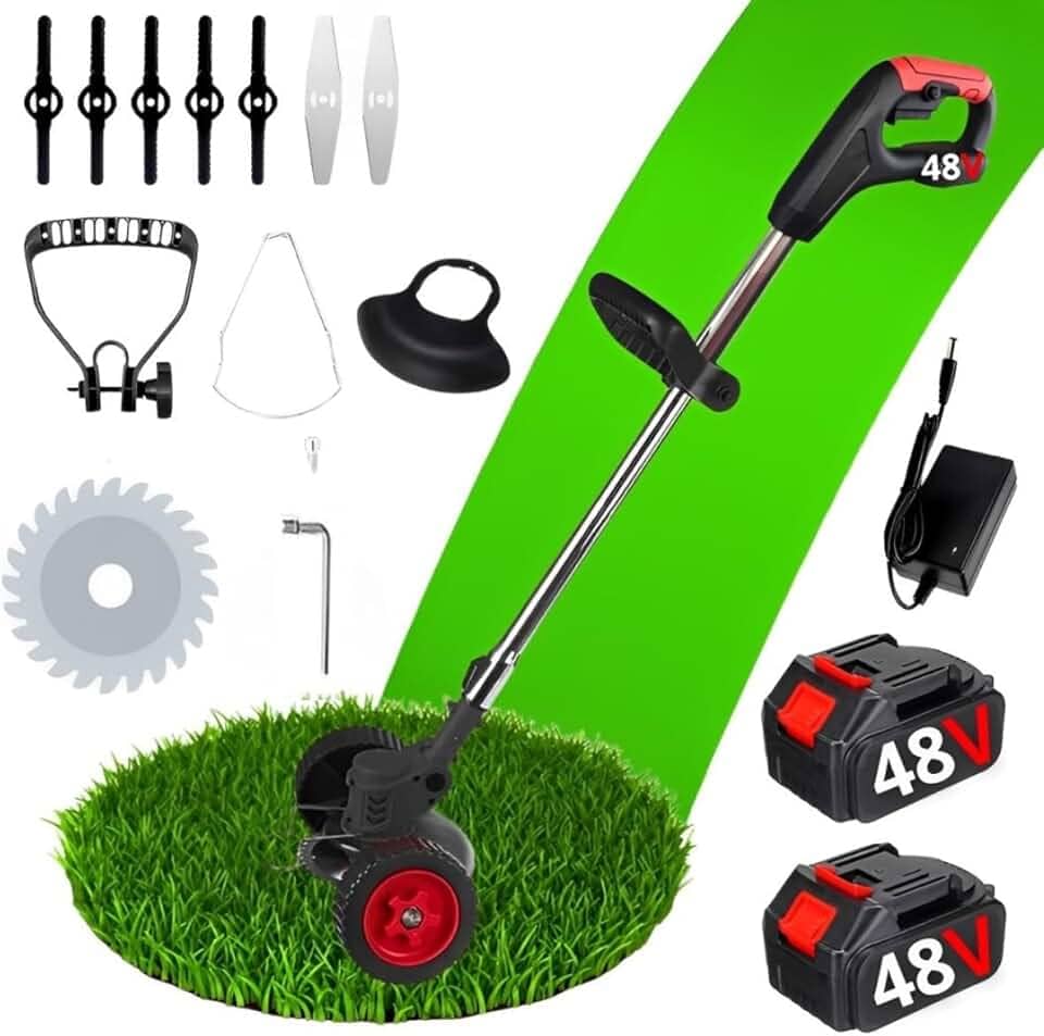 Cortador De Grama Rocadeira Eletrica Com Rodas 2 Baterias 48v
