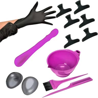Kit Tintura Coloração Luvas Pincel Pente Tigela e Piranha