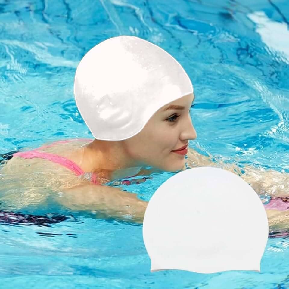 Touca de natação unissex de silicone para adultos, impermeável, durável, antiderrapante