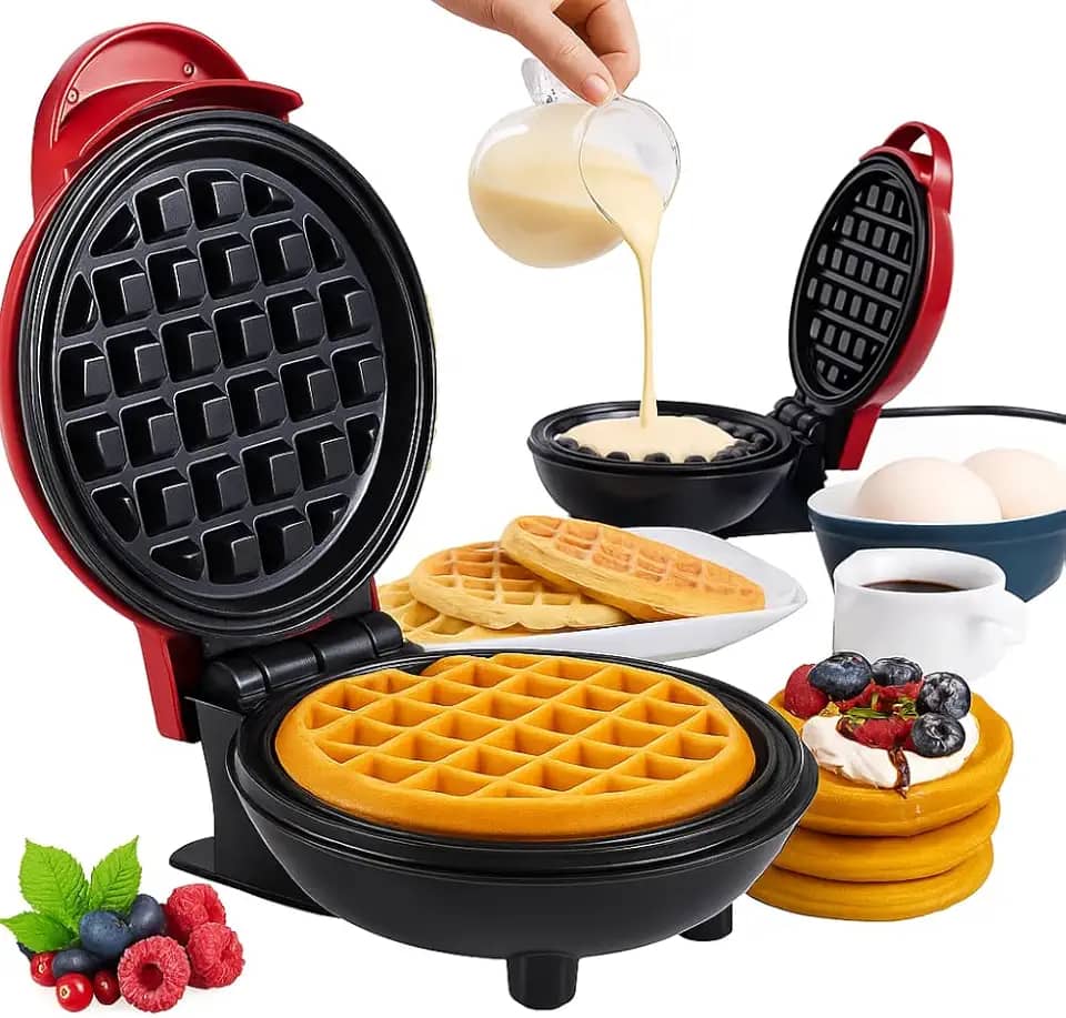 Máquina de Waffles Pequena 110v - Prática e Simples de Operar Perfeita para um Café da Manhã Ágil Superfície Antiaderente e Prepara em Poucos Minutos Ideal para Lanches e Doces Artesanais - Premium