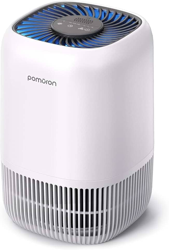 POMORON Purificadores de ar para quarto, casa, limpador de filtro de ar com esponja de fragrância, filtro HEPA verdadeiro H13 para fumaça, alergias, pólen, pelos de animais de estimação, odor, poeira