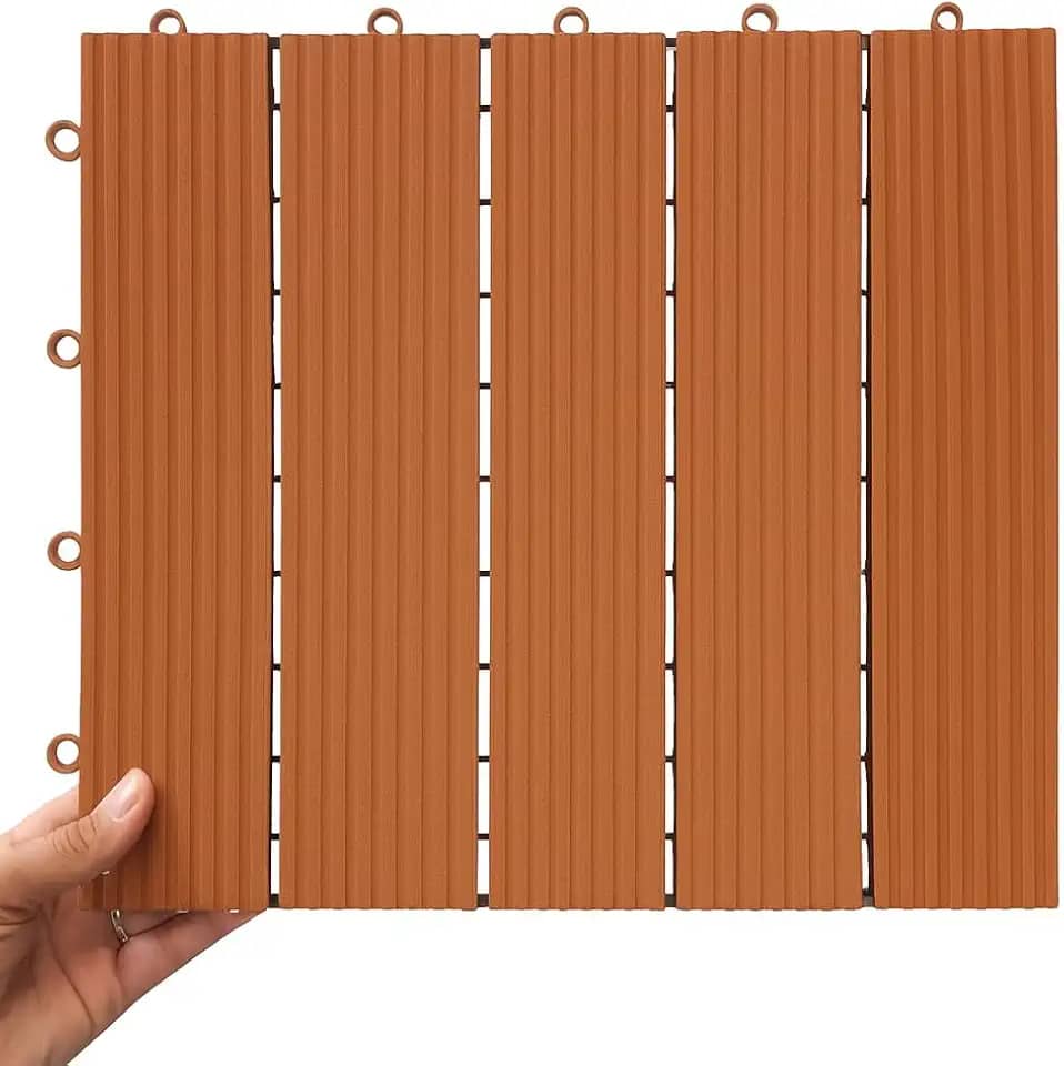 KIT 25 DECK MODULAR PLASTICO TEXTURA DE MADEIRA, DE ALTA RESISTENCIA 30X30X2,0 - PISCINA, JARDIM, VARANDA, BANHEIRO (CEDRO)