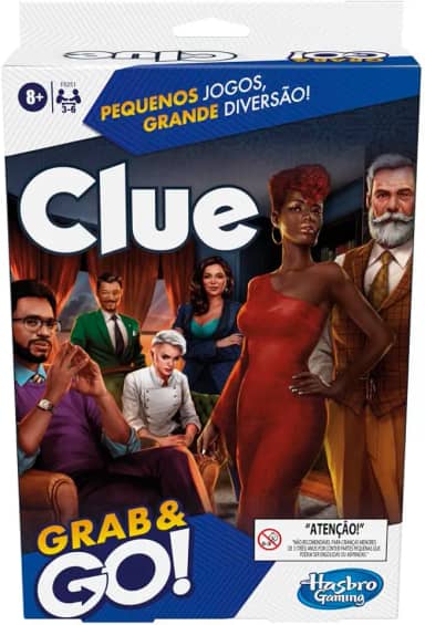 Hasbro Gaming Cluedo Grab and Go Jogo de Tabuleiro Infantil brinquedo portátil com cartas e peças, jogos infantis para crianças a partir de 6 anos