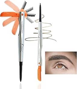 Coosei Melhor lápis de sobrancelha à prova d'água 3 em 1 para mapeamento de sobrancelhas, caneta de sobrancelha colorida com pincel e barbeador para contorno de sobrancelhas, marrom médio, marrom