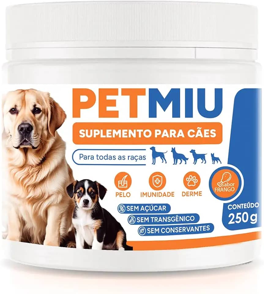 Suplemento Alimentar para Cachorros PETMIU Multivitamínico Pelos Articulações Fortalecimento Muscular Imunidade - 250g