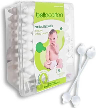 Hastes Flexíveis Cotonete Bebe Bastonetes Bellacotton Caixa C/ 50unidades