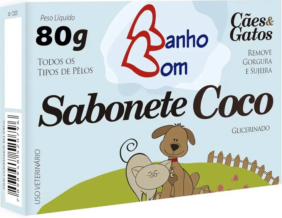 Sabonete Coco Banho Bom Cães e Gatos 80 g