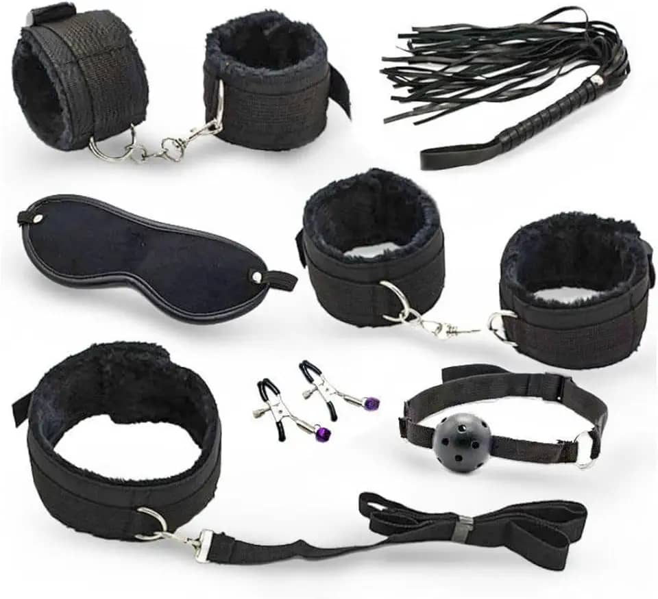 Kit Algema Sexual Brinquedos Sexuais 7 Peças Sexuais Brinquedos Sexuais Adultos Para Casal (Preto)