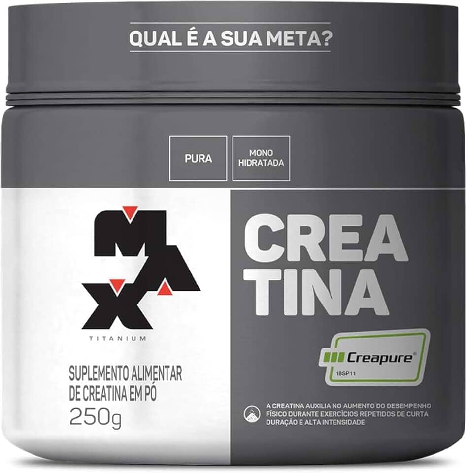 Creatina Monohidratada Creapure Em Pó 83 Doses Pote 250g Max Titanium