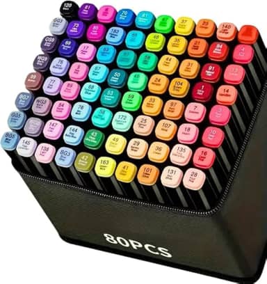 Caneta Marcador Touch para Colorir Desenho Boobie Goods Profissional, Ponta Dupla, Codificados por Cores, Caixa de Bônus marcadores artisticos, Canetinha Touch Coloridas para Boobie Goods (80 Cores)