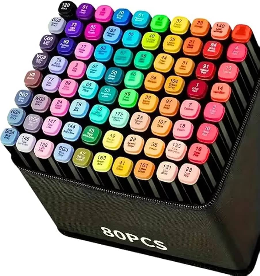 Caneta Marcador Touch para Colorir Desenho Boobie Goods Profissional, Ponta Dupla, Codificados por Cores, Caixa de Bônus marcadores artisticos, Canetinha Touch Coloridas para Boobie Goods (80 Cores)