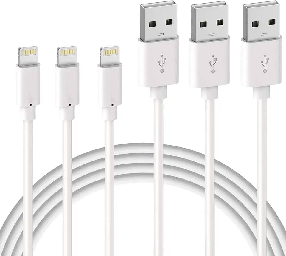 Quntis Cabo iPhone 2m [Certificado MFi], Kit 3 Cabo USB A para Lightning, Cabo de Carregamento Rápido Compatível com iPhone 14 13 12 11 Pro Max X 8 7 6 Plus SE iPad Airpods, Branco