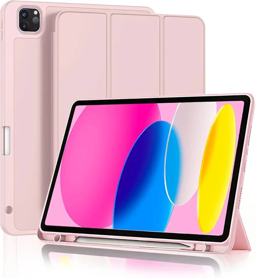 Capa para iPad Air 11 M3/M2 / Air 5 / Air 4 / iPad Pro 11 4ª / 3ª / 2ª / 1ª geração 10.9-11 Polegadas Capinha com Compartimento para Caneta Stylus Função de Ativação/Suspensão Automática - Rosa