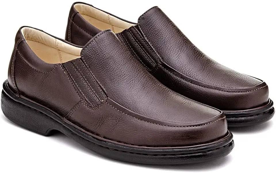 Sapato Masculino Couro Legítimo Macio Franca Brasil Clássico Anatômico com Palmilha de Gel 10mm e Solado Antiderrapante – Numeração 36 ao 44