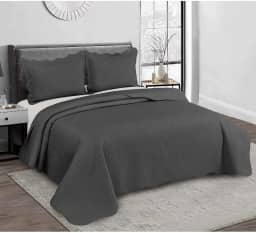 Cobre Leito Colcha Casal Queen Dupla Face com Toque Macio 200 Fios Ultrasonic 03 Peças Bulet - Chumbo