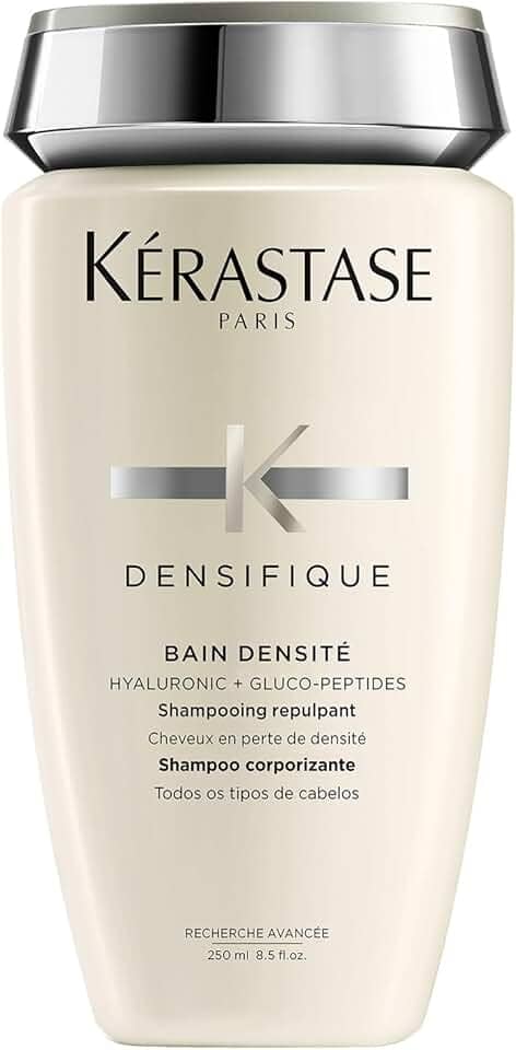 Kérastase Densifique Bain Densité Shampoo, Para Cabelos Finos e Ralos, Aporta Densidade e Volume, com Ácido Hialurônico e Ceramidas, 250ml