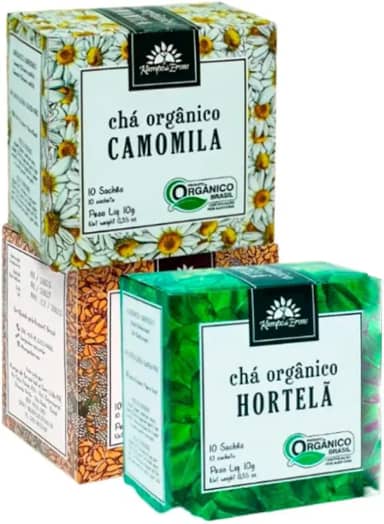 Kit 3 Chás Orgânicos em Sachê – Camomila, Erva-Doce e Hortelã – 10 Sachês Cada – Infusão Natural e Pura para Relaxamento, Digestão e Frescor