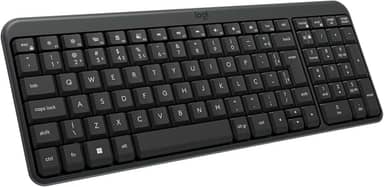 Teclado Sem Fio Logitech K250 Bluetooth com Conectividade Rápida e Fácil, Design Compacto, Teclado Numérico, Layout ABNT2, Teclas Resistentes a Derramamentos, Compatível com PC e Mac - Grafite