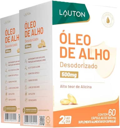 Óleo de Alho, Lauton, com alicina 60 Cápsulas, 2 Unidades