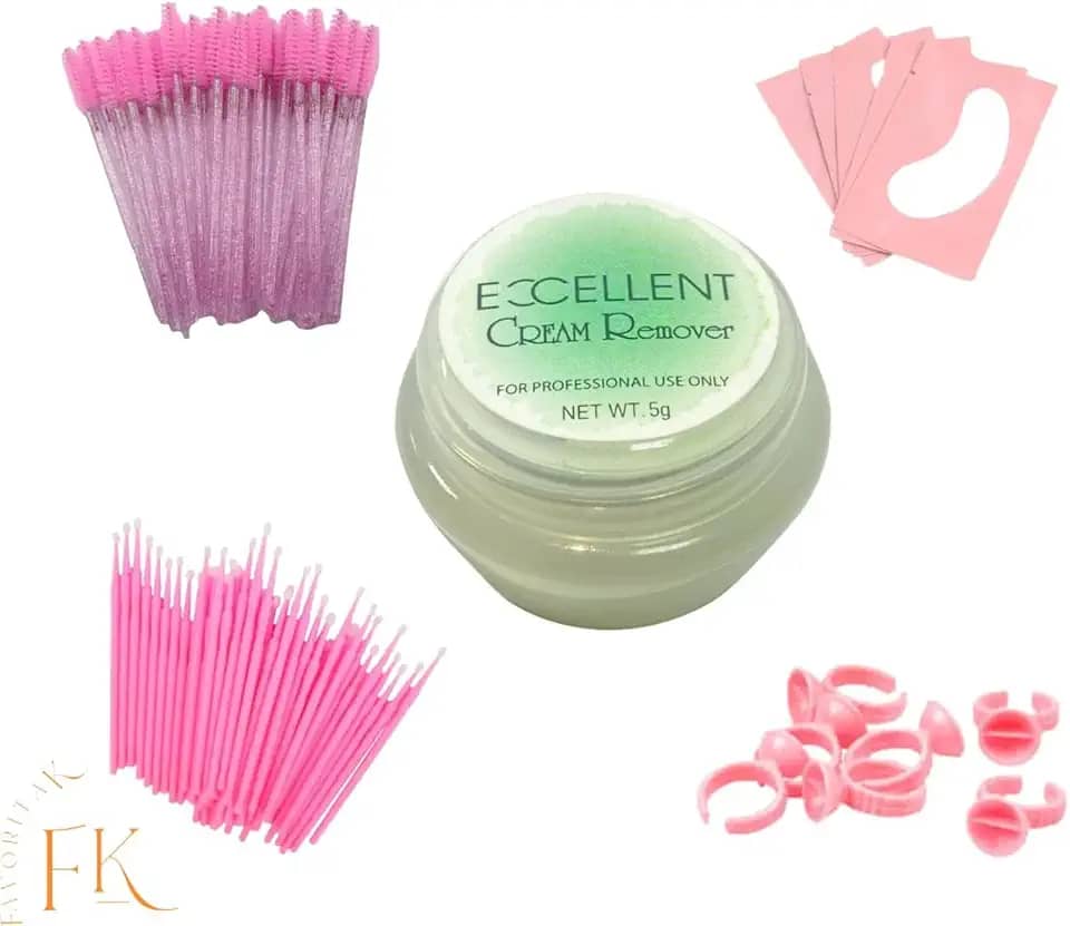 KIT REMOVEDOR COLA CÍLIOS EXCELLENT CREME 5G ESCOVINHAS PADS ANÉIS MICROBRUSH