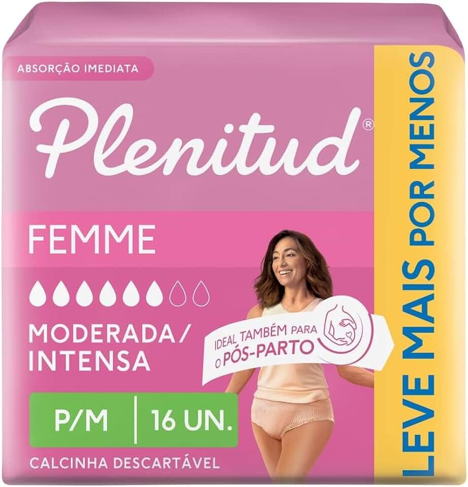 Plenitud Roupa Íntima Active Mulher, 16 unidades - P/M - Leve 16 Pague 15