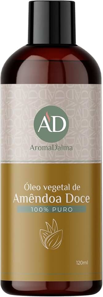 Óleo Vegetal de Amêndoa Doce - Prensado a Frio, 100% Puro e Vegano | Alto Poder De Hidratação Para Corpo, Rosto e Uso em Bebês | Indicado Para Todos os Tipos de Pele | 120 ml - Aroma D’alma