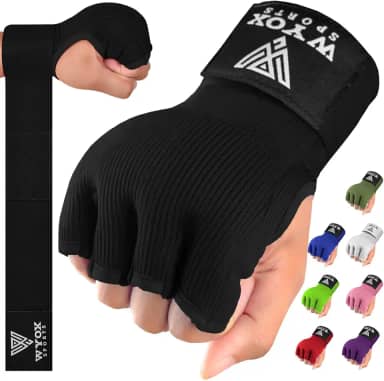 Luvas internas de boxe em gel WYOX para homens e mulheres – Alça de pulso rápida de 80 cm, suporte acolchoado para juntas, bandagens sem dedos para treinamento de MMA e Muay