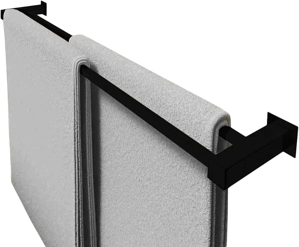 Toalheiro Duplo Inox Preto Fosco 60cm De Banheiro [Q-TD60PF]