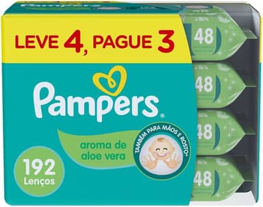 Lenços Umedecidos Pampers Aroma de Aloe Vera 192 Unidades