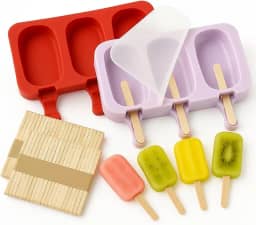 Transforme sua cozinha com 2 Formas de Silicone para Picolé – Kit Completo com 100 Palitos, Tampa Empilhável e Moldes Reutilizáveis para Sorvetes Deliciosos em Casa