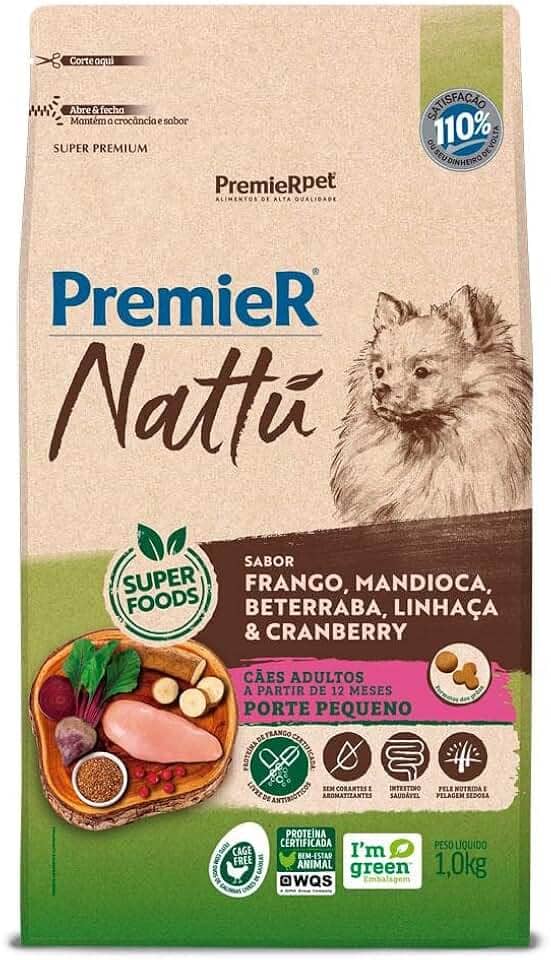 PremieR Pet Nattu Ração Seca para Cães Adultos Porte Pequeno Sabor Frango e Mandioca 1kg
