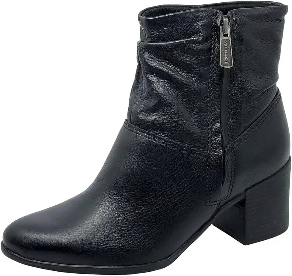 Bota feminina Bottero em couro Burnish Preto