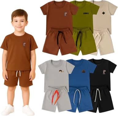 Conjunto Verão Infantil Liso Para Meninos em Algodão, Roupas de Verão Leves e Fresquinhas, Moda Infantil Masculina para Escola, Passeio e Dia a Dia - 1 a 8 Anos