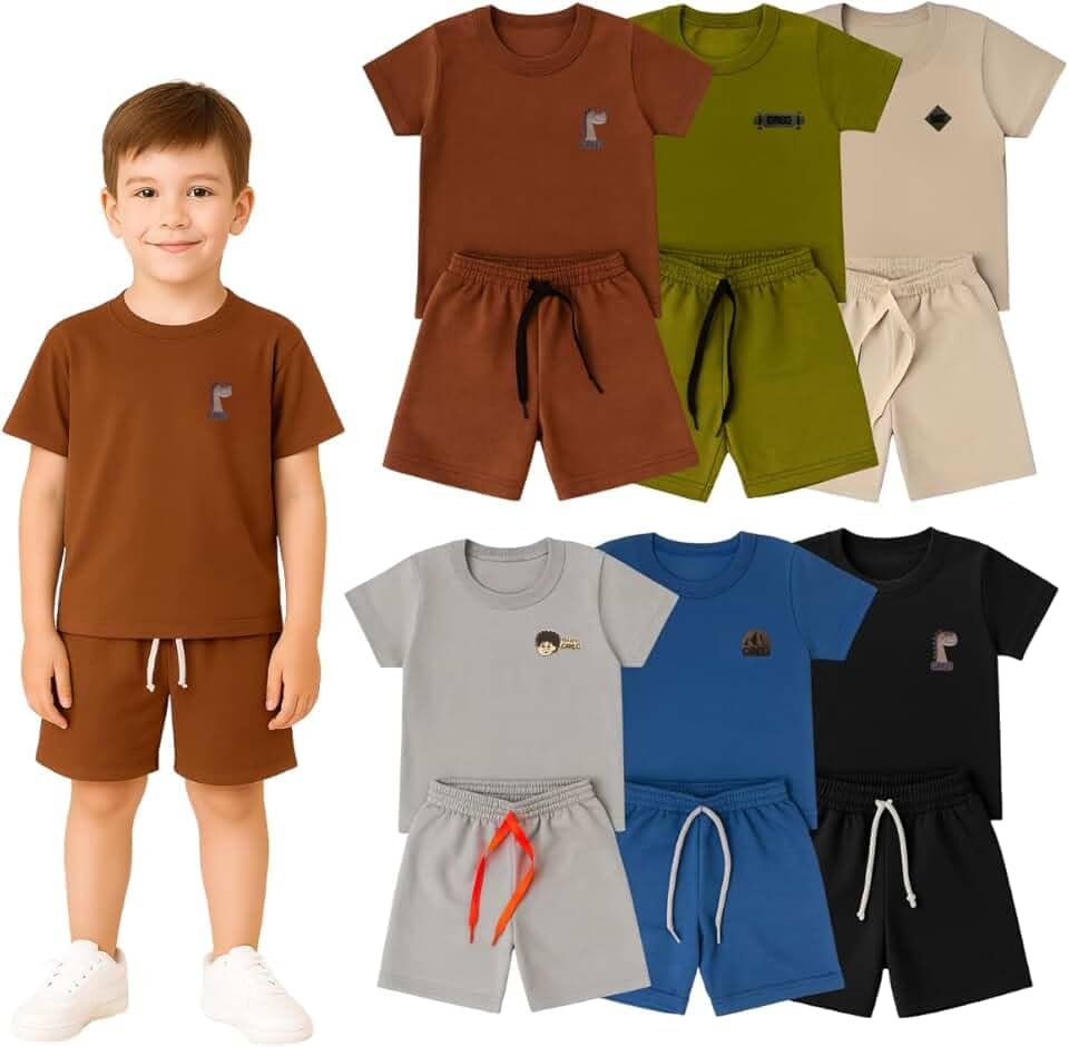 Conjunto Verão Infantil Liso Para Meninos em Algodão, Roupas de Verão Leves e Fresquinhas, Moda Infantil Masculina para Escola, Passeio e Dia a Dia - 1 a 8 Anos