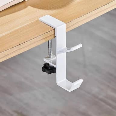 1 suporte de fone de ouvido, branco, suporte de fone de ouvido com ganchos duplos, suporte de fone de ouvido para jogos (preto)