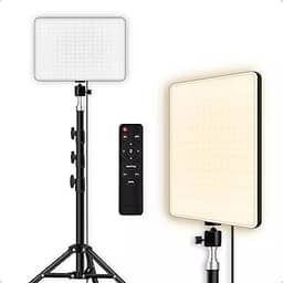 Ring Light Iluminador LED Retangular 19'' Profissional com Tripé de 2m – 400 LEDs, Controle Remoto, Luz Quente e Fria (2800K-6500K) – Ideal para Estúdio, Foto, Vídeo e Maquiagem