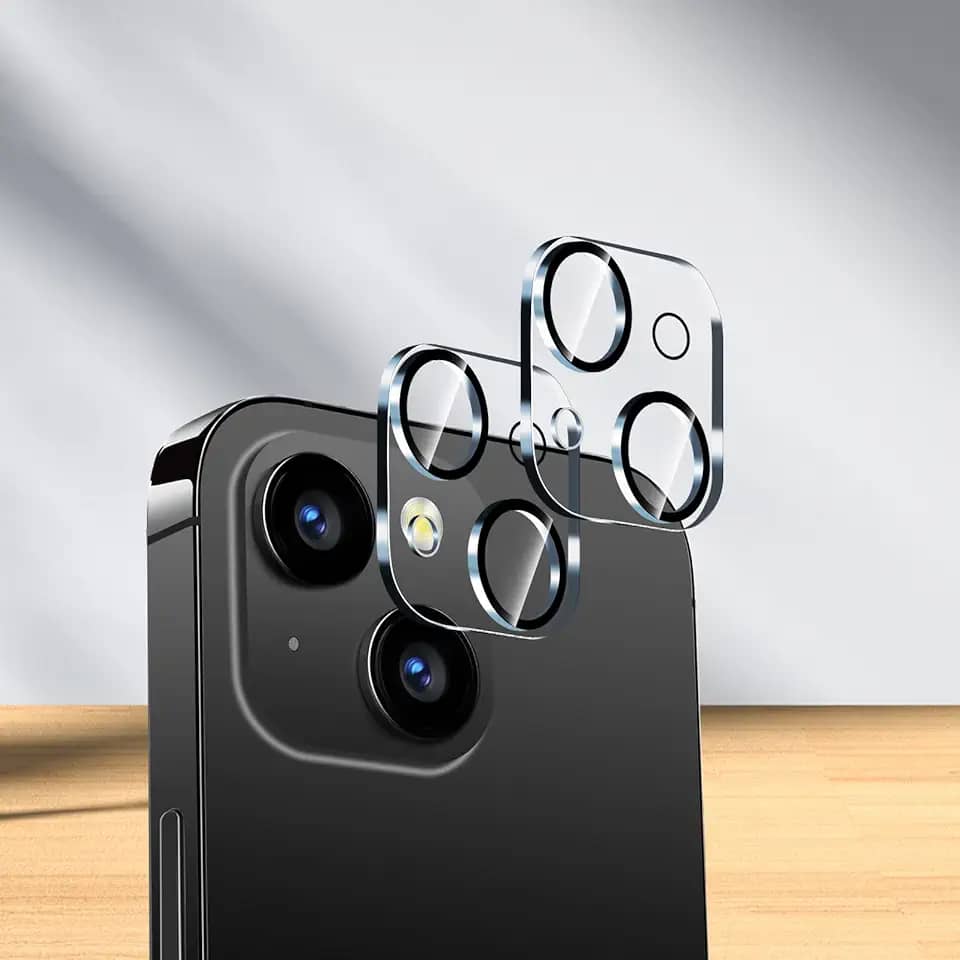 Pacote com 2 protetores de lente de câmera para iPhone 15 iPhone 15 Plus iPhone 14 iPhone 14 Plu iPhone 13 iPhone 13 Mini, acessórios compatíveis com capas, protetor de tela de câmera de vidro