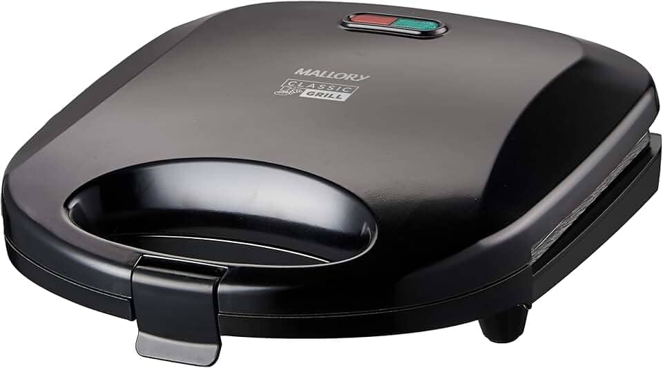 Sanduicheira Elétrica Mallory Classic Grill – 2 em 1, Grelha e Assa Pães, Carnes, Peixes e Legumes, Placas Antiaderentes, Luzes LED- 127V