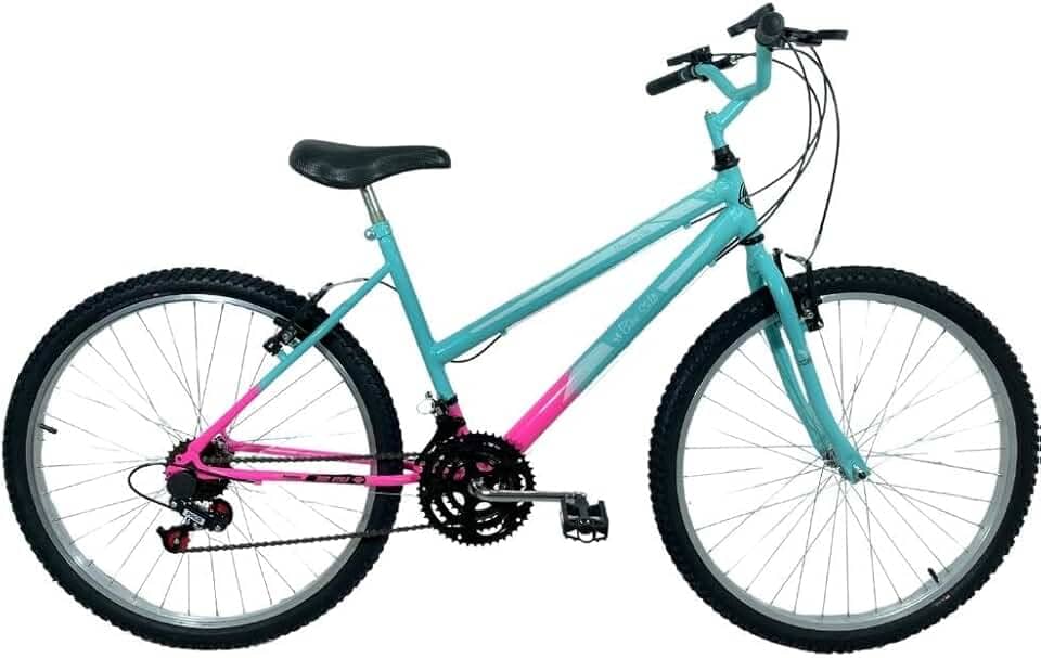 Bicicleta Passeio 18 Marchas Aro 26 Feminina Anis/Rosa