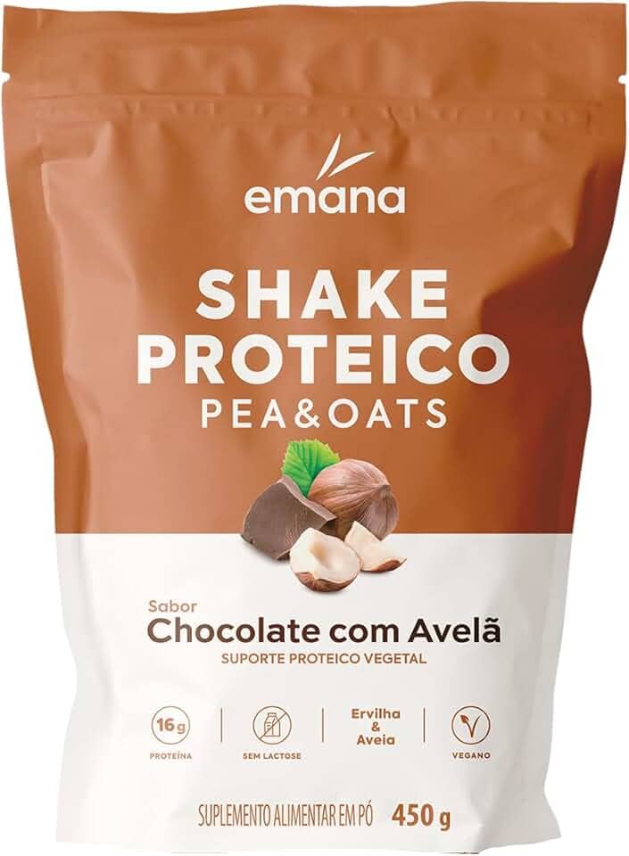 Emana Suplemento Alimentar em pó Shake Proteico Vegetal Sabor Chocolate com Avelã - 450g