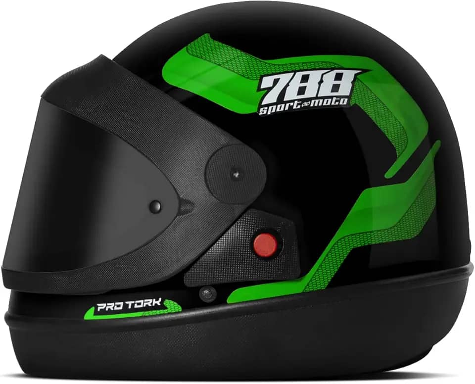 CAPACETE FECHADO PRO TORK SPORT MOTO 788 VERDE TAM. 56 VIS. FUMÊ
