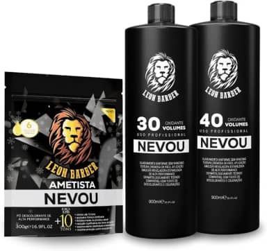 Kit Leon Barber Água Oxigenada 30 e 40 Vol + Pó Descolorante