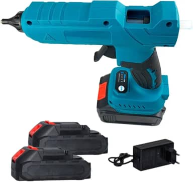 Pistola Cola Quente Sem Fio Profissional Portátil Com Duas Baterias Com Maleta e Carregador Ideal Para DIY Bivolt (110V/220V) Com Duas Baterias e Carregador Para Artesanato e Reparos