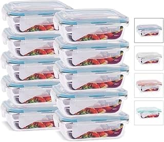 KIT 10 Potes de Vidro Retangular com Tampa Hermética 640ml Cor:Azul