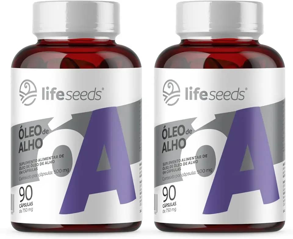Óleo De Alho Com Alta Concentração de Alicina - Odor Reduzido - 2 Potes - 180 Cápsulas