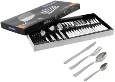 Faqueiro Tramontina Búzios cem Aço Inox com Detalhe 24 Peças